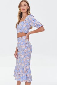 BLUE/MULTI Floral Crop Top & Skirt Set, image 2