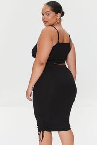 BLACK Plus Size Ruched Cami & Midi Skirt Set, image 3