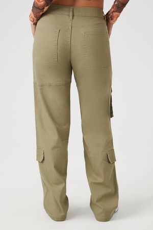 Forever 21 Women's Twill Tie-Dye Cargo Pants in Olive Green, Xs | F21