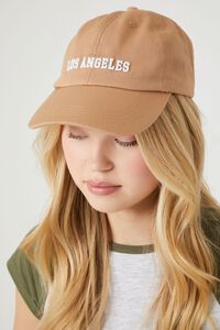 TAN/WHITE Embroidered Los Angeles Baseball Cap, image 2