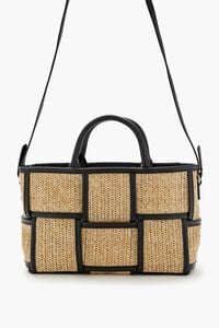 NATURAL/BLACK Basketwoven Straw Tote Bag, image 6