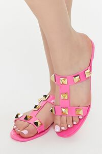 FUCHSIA Studded Caged Jelly Sandals, image 1