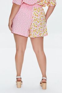 YELLOW/PINK Plus Size Reworked Checkered Shorts, image 4