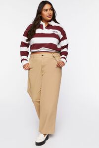 BURGUNDY/MULTI Plus Size Striped Rugby Shirt, image 4
