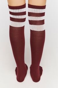 BURGUNDY/MULTI Varsity-Striped Over-the-Knee Socks, image 4