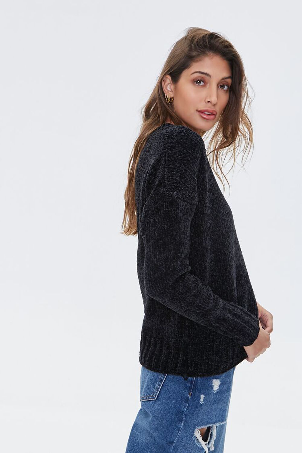 BLACK Chenille Drop-Sleeve Sweater, image 2