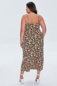 BLACK/MULTI Plus Size Floral Print Midi Dress, image 3