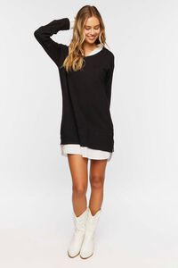 BLACK/WHITE Combo Sweater Shirt Dress, image 4