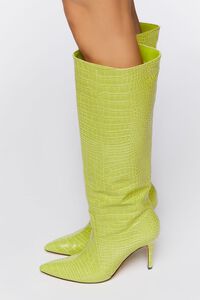 LIME Faux Croc Knee-High Stiletto Boots, image 2