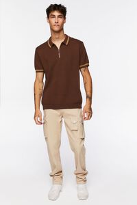 DARK BROWN/TAUPE Half-Zip Polo Shirt, image 4
