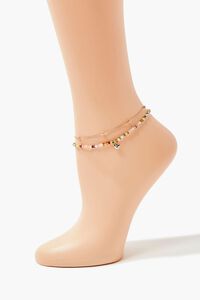 GOLD/MULTI Heart Charm Chain Anklet Set, image 1