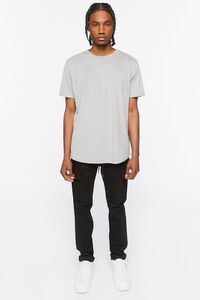 LIGHT GREY Faux Suede Curved Tee, image 4
