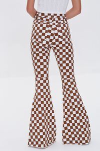CREAM/BROWN Checkered Flare Jeans, image 4
