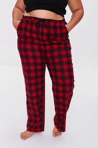 RED/BLACK Plus Size Buffalo Plaid Pajama Pants, image 2