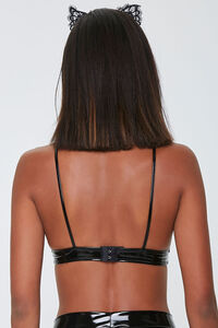 BLACK Faux Leather Triangle Bralette, image 3