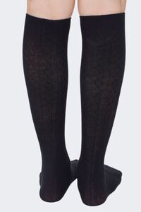 BLACK/BLACK Pointelle Knit Knee-High Socks, image 3