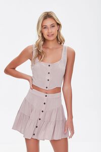 TAUPE Tiered Button-Front Mini Skirt, image 1