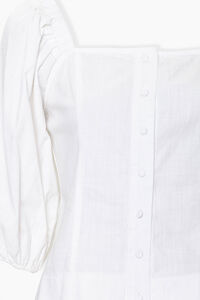 WHITE Chambray Peasant-Sleeve Top, image 3