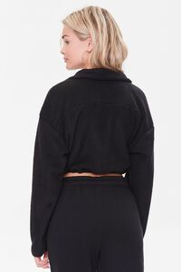 BLACK Faux Shearling Zip-Up Pullover, image 3