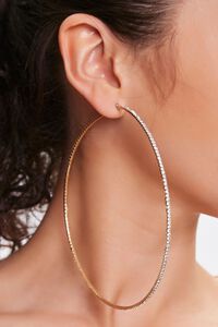 GOLD/CLEAR Rhinestone Hoop Earrings, image 1