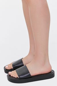 BLACK Faux Leather Flatform Sandals, image 2