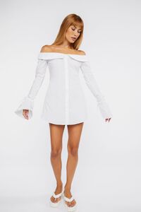 WHITE Poplin Off-the-Shoulder Mini Dress, image 4