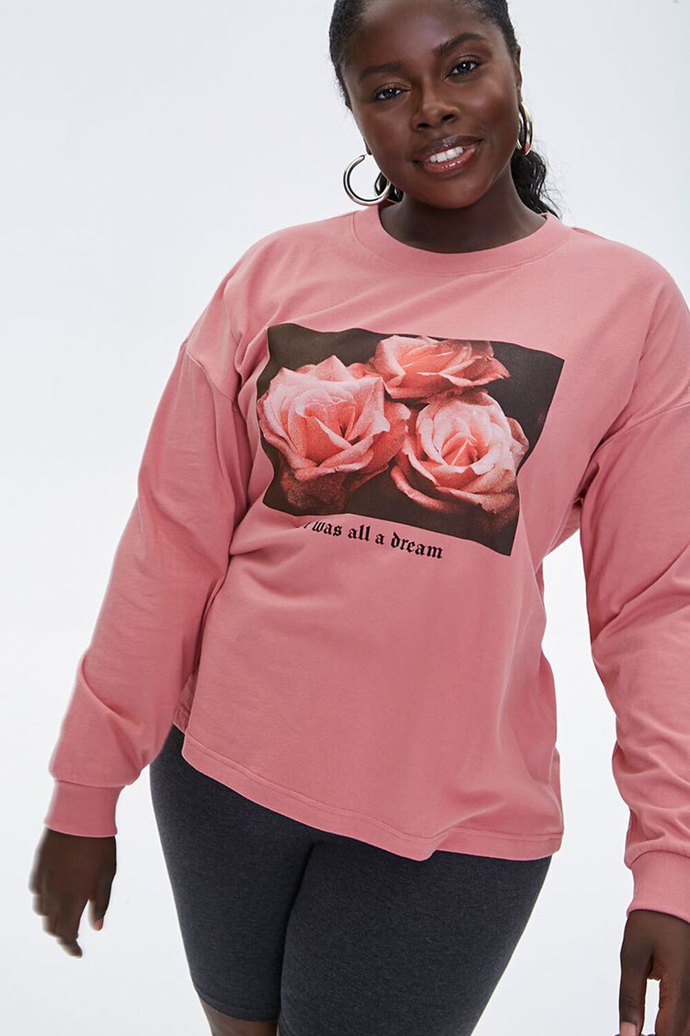 Plus Size Floral Long-Sleeve Tee, image 1