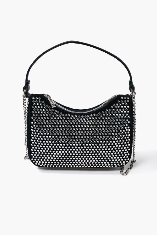 BLACK Embellished Chain Baguette Bag, image 6