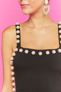 BLACK Faux Pearl-Trim Bodycon Mini Dress, image 5