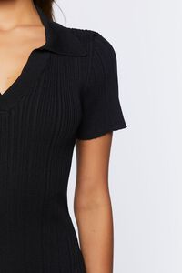 BLACK Ribbed Knit Bodycon Midi Dress, image 5