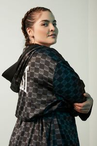 GREY/BLACK Plus Size Checkered Everlast Robe, image 3