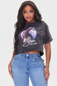 CHARCOAL/MULTI Selena Graphic Cropped Tee, image 1