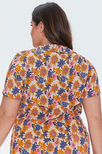 ORANGE/MULTI Plus Size Floral Print Shirt, image 3