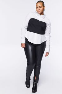 WHITE/MULTI Plus Size Pinstriped Combo Shirt, image 4