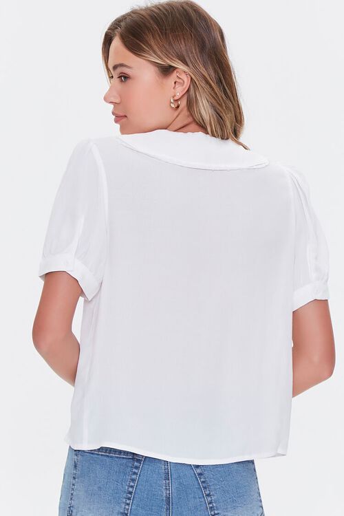 WHITE Puff-Sleeve Button-Up Shirt, image 3