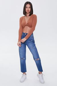 MOCHA Knotted Rib-Knit Crop Top, image 4