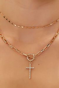 GOLD Upcycled Cross Layered Necklace, image 2