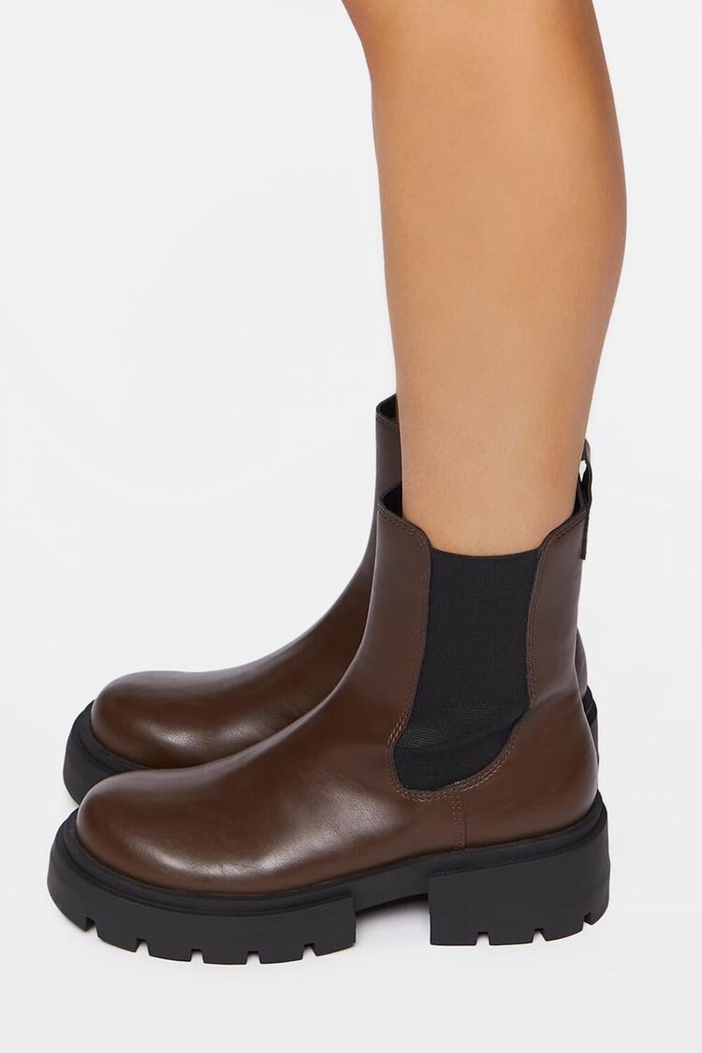 BROWN Faux Leather Chelsea Boots, image 2
