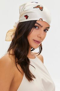 Butterfly Print Satin Head Scarf, image 3