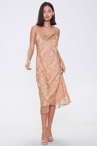 BLUSH/MULTI Chiffon Ornate Print Midi Dress, image 4