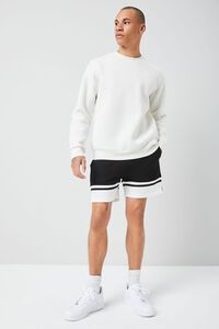 BLACK/WHITE French Terry Varsity-Striped Shorts, image 5