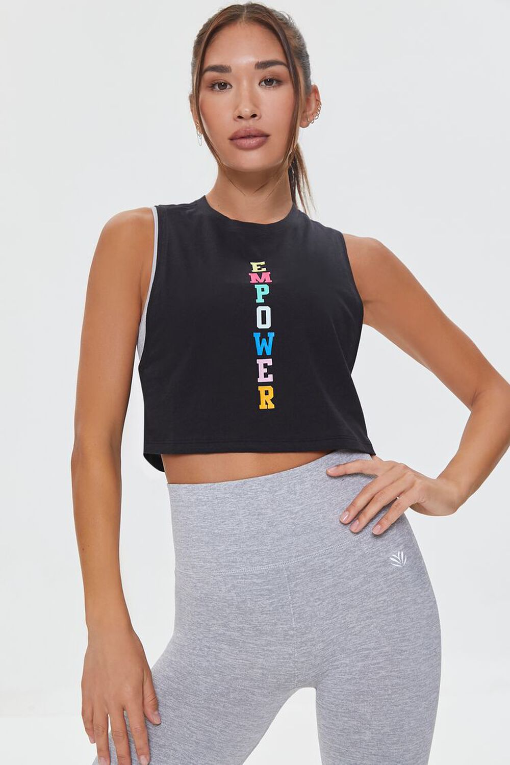 BLACK/MULTI Active Empower Graphic Muscle Tee, image 1