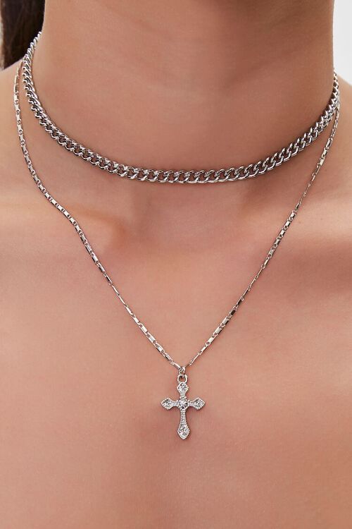 SILVER Upcycled Cross Layered Necklace, image 1