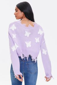 LAVENDER/WHITE Butterfly Frayed Sharkbite Sweater, image 3