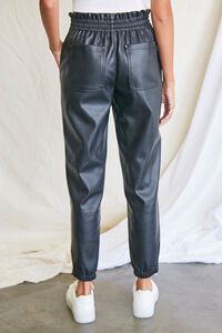 BLACK Faux Leather Paperbag Pants, image 4