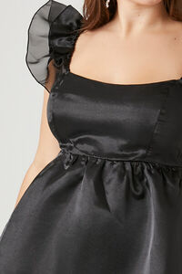 BLACK Plus Size Organza Mini Dress, image 5