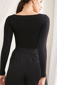 BLACK Ribbed Long-Sleeve Bodysuit, image 3