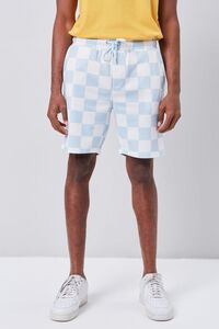 WHITE/BLUE Checkered Drawstring Shorts, image 2