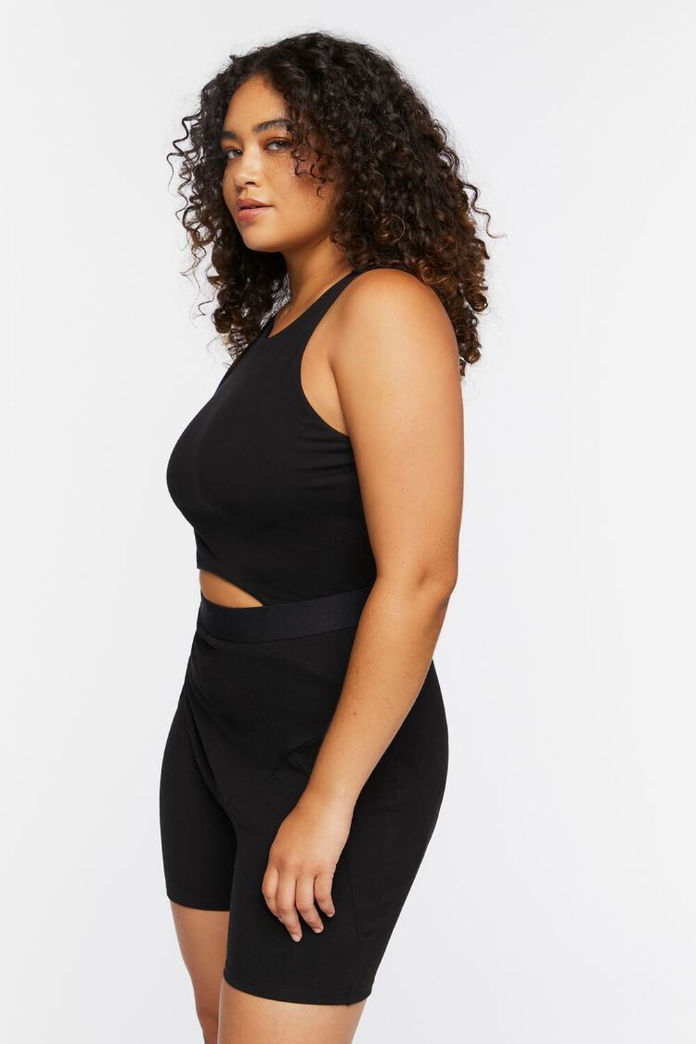 BLACK Plus Size Fitted Cutout Romper, image 2