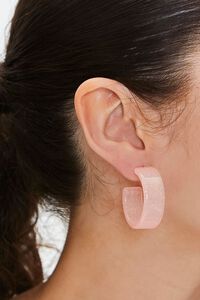 PINK Glitter Open-End Hoop Earrings, image 1